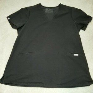 FIGS Technical Collection Womens Size Medium Black Casma Three Pocket Scrub Top